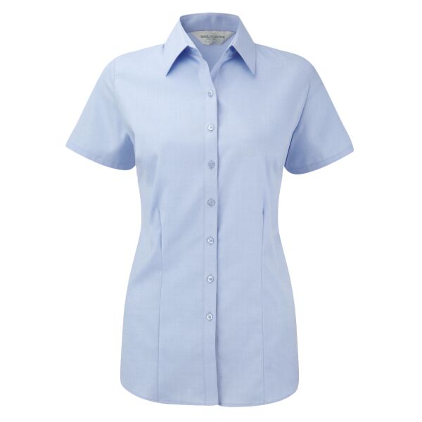 Ladies' Short Sleeve Tailored Herringbone Shirt Thumbnail